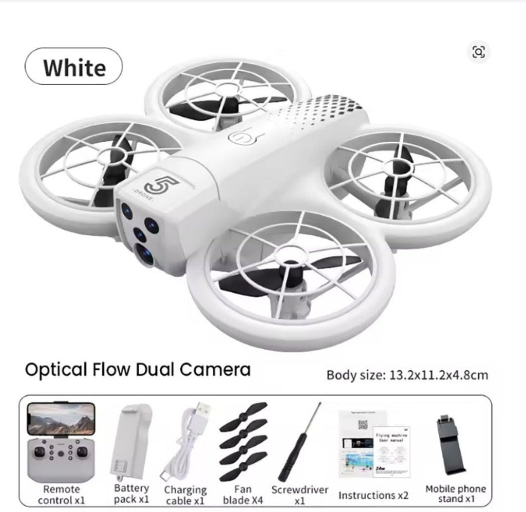 Starter Toy Drone - Dual Cameras, Wi-Fi FPV, Prop Guards (White)