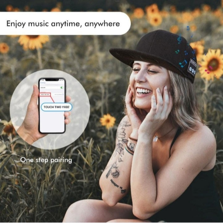 Bluetooth Headset Cap, Speaker Hat, Head Circumference 56-60cm,Hip Hop Hat